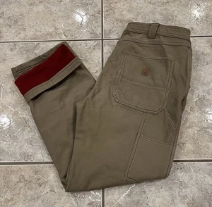 Men's 36X32 Coleman Fleece Lined Duck Canvas Carpenter Utility Work Pants Khaki - Picture 1 of 17