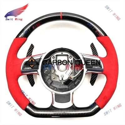 Volante de fibra de carbono real para Audi TT TTRS R8 2008-2015 OEM CON PALETAS Foto 1 de 4