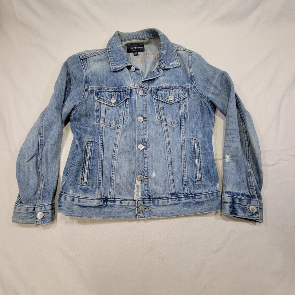 Chaqueta vaquera Lucky Brand para niñas mediana The Tomboy Trucker algodón azul envejecido Foto 1 de 4