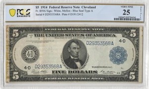 Fr.859 1914 Cleveland $5 Federal Reserve Note PCGS Very Fine 25 Details - Picture 1 of 2