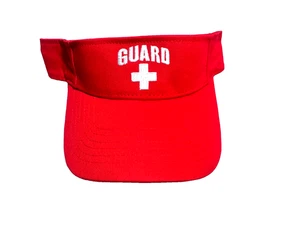 Red GUARD Visor Hat | Professional Uniform Pool Sun Beach Rescue Guard Brim - Picture 1 of 6
