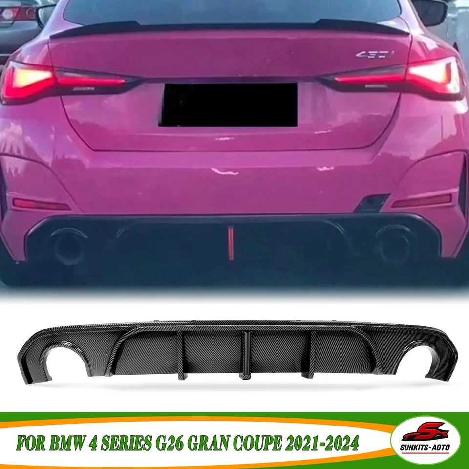 For BMW 4 Series G26 430i Gran Coupe 2021-24 Rear Diffuser W/LED Carbon Look Foto 1 de 4