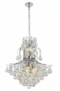 Foyer Dining Room or Kitchen Island Crystal Ball Chandelier Chrome Light Fixture - Picture 1 of 6