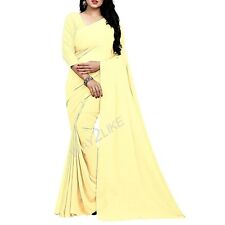 Georgette Plain Saree Blouse Indian Bollywood Party Wear Curtain Drape Dress