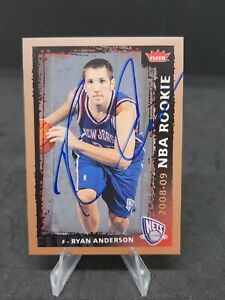 RYAN ANDERSON 2008-09 FLEER #221 SIGNED IN PERSON AUTOGRAPH BLUE SHARPIE RC NETS