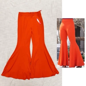 Catherine Malandrino Red Groovy Wide Leg Flare Bell Pants Size 4 NWT 70s Women - Picture 1 of 11