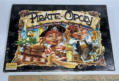 Pirate-Opoly 棋盘游戏财产 Tradin' 游戏 适用于小海盗 全新 未开封 — 第 1/4 张图片