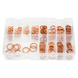250Pcs Assorted Box of Copper Sealing Washers Metric M5 M6 M8 M9 M10 M12 M14 - Picture 1 of 1