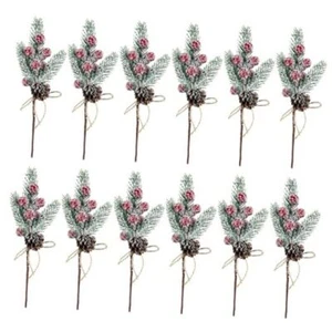 Artificial Christmas Floral Picks and Sprays, Red Fake Berry Picks 12 Pcs - Picture 1 of 8