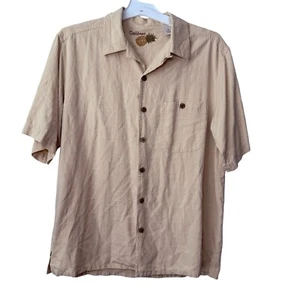 Caribbean Hawaiian Camp Shirt Men's L Silk Blend Short Sleeve Button Up - Picture 1 of 4