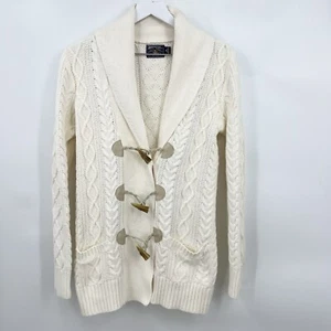 Cárdigan de Colección Años 90 American Living Tejido con Cable Suéter Bolsillos Beige Talla Mediana - Imagen 1 de 7
