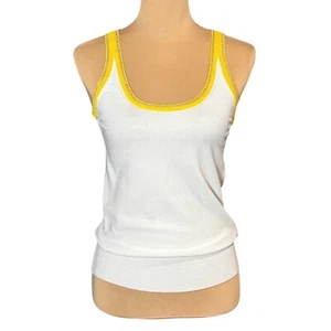 VTG Y2K Dolce & Gabbana Knit Tank Top Sz.S White Metallic Trim Authentic Basic - Picture 1 of 11
