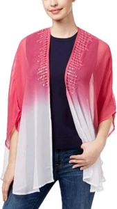 NWT Steve Madden Hot Pink White Sequined Ombré Sheer Kimono Shawl Wrap OS  - Picture 1 of 1