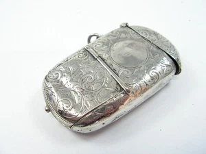 ANTIQUE CHESTER HALLMARKED SOLID SILVER COMBINATION VESTA SOVEREIGN & STAMP CASE - Picture 1 of 13
