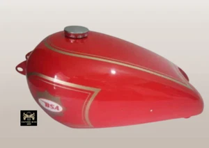 BSA B31 RED PAINTED STEEL PETROL TANK WITH CAP TAP /FIT FOR - Picture 1 of 4