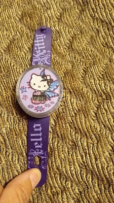 Reloj digital LCD Sanrio Hello Kitty correa púrpura funciona muy bien Foto 1 de 4