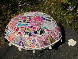 Patchwork 22" Round Cushion Pillow Cover Handmade Vintage Ethnic Boho Decorative - Picture 1 of 8