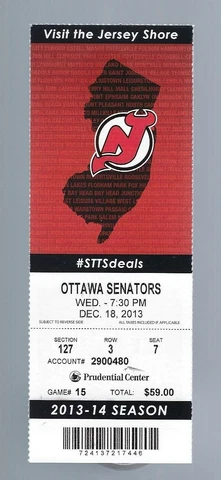 JAROMIR JAGR Passes GORDIE HOWE 2013 NHL NEW JERSEY DEVILS FULL HOCKEY TICKET Cover