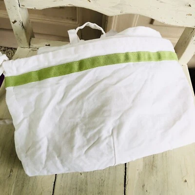 REVESTIMIENTOS DE CANASTA CUADRADA GRANDE POTTERY BARN KIDS Sabrina algodón verde y blanco Foto 1 de 4