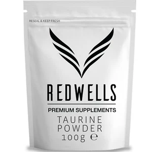 Taurin Pulver REDWELLS ohne Zusatzstoffe Aminosäure gentechnikfrei vegan - 100g Packung - Bild 1 von 3