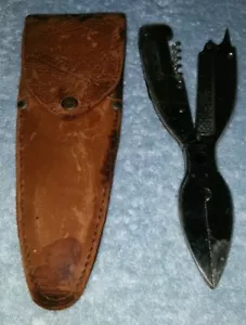 Vintage Sportsman’s Pal with Leather Sheath Hammered Grips Germany Used - Picture 1 of 3