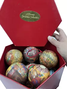 Vtg JC Penny Collectibles Paper Mache Christmas Ornaments w/ Teddy bears In box - Picture 1 of 10
