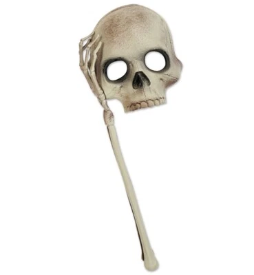Totenkopf Halb Maske mit Skeletthand 43 cm Halloween Karneval Fasching Party - Bild 1 von 2