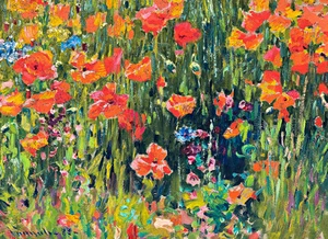 Poppies by Robert William Vonnoh 75cm x 54.4cm High Quality Canvas Art Print - Picture 1 of 1
