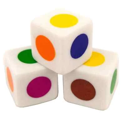 Colour Spot Dice x3 = 6 Sided Learning Games Educational Montessori Games - Image 1 of 2
