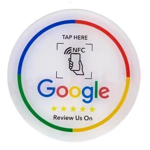 NFC Google Bewertung Plakette mit QR-Code - Tippen, um zu überprüfen Schild für Unternehmen - Weiß - Bild 1 von 2