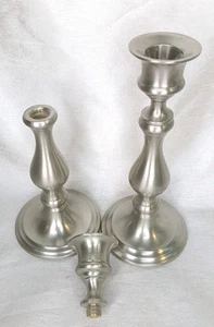 Rare Set Of Pewter Tapered Candle Holders With Secret Stash Compartment India - Picture 1 of 13