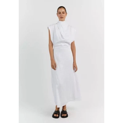 NWT Dissh Alessi White Linen Draped Front Open Back Tie Neck Grecian Dress 6 - Image 1 of 4