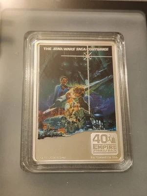 Star Wars The Empire Strikes Back 2020 40 aniversario caja de monedas de plata de 1 oz certificado de autenticidad Foto 1 de 4