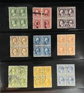 US 374-382 gebrauchte Viererblöcke, kompletter Satz - Bild 1 von 2