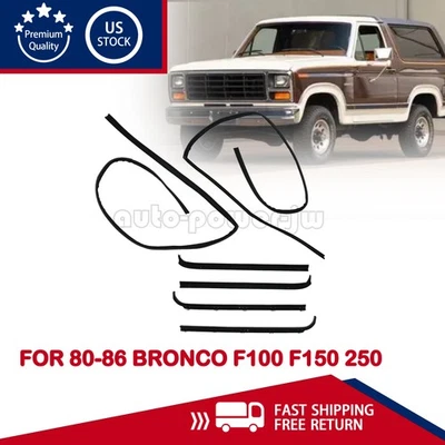Window Sweep & Run Channel Weatherstrip Seals Kit Fit 80-86 Bronco F100 F150 250 Foto 1 de 4