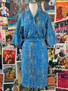 Conjunto de Traje Blusa Falda Lápiz 3/4 Slv Algodón Manhattan Azul Dama Años 50-60 De Colección - Imagen 1 de 10