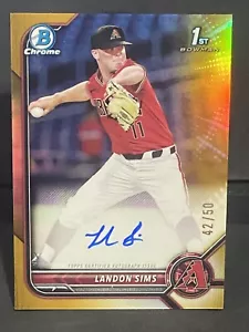 2022 Bowman Draft Chrome Auto Landon Sims 1st Bowman Gold Refractor /50 CDA-LSS - Picture 1 of 2