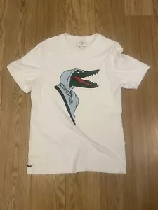 Lacoste White Crocodile Print T-Shirt - Size medium - Picture 1 of 7