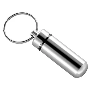 Silver Pill Medicine Box Case Holder Container Capsule Bottle Keyring7558 - Bild 1 von 8