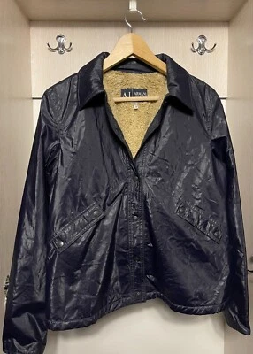 Vintage Armani Jeans Shearling Harrington Plastic Jacket for Women's 44IT y2k - Image 1 of 4