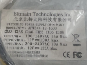 Bitmain APW3++-12-1600-A3 1600W Power Supply for Bitcoin Miners ,Free Shipping!! - Picture 1 of 4