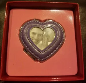 Liz Claiborne Purple Heart Compact Mirror W/Picture Frame New In Box Valentine's - Picture 1 of 5