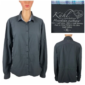 Kuhl Womens XL Top Button Front Gray Hiking Vented Quick Dry 100% Nylon EUC - Picture 1 of 10