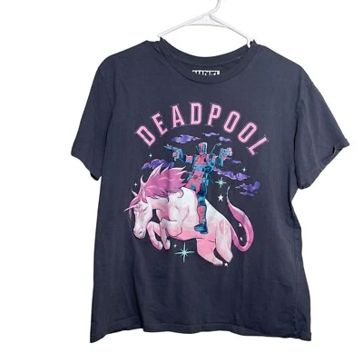Marvel Deadpool Shirt Women's Large Gray Graphic Tee Funny Short Sleeve Top - Image 1 of 4