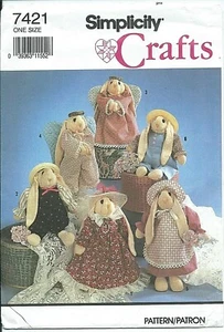S 7421 sewing pattern SOCK Bunny DOLLS & Victorian Angel Prairie CLOTHES ~ UNCUT - Picture 1 of 1