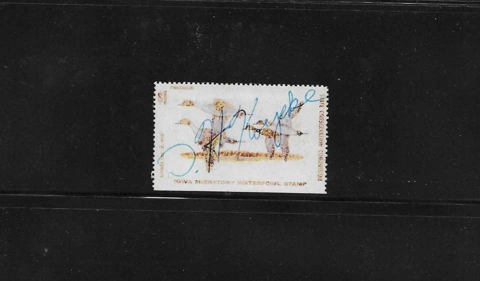 State Hunting/Fishing Revenues: IA 1973 Duck Stamp IAW-2 ($1) Used - Image 1 of 1