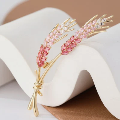 Crystal Wheat Ear Brooch Pin Gold Tone Rhinestone Brooch Party Jewelry Gift HOT - image 1 of 4