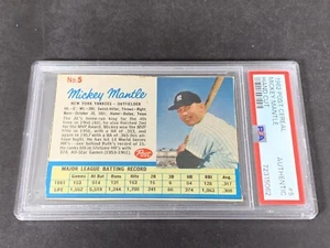 1962 Mickey Mantle Post Cereal # 5 cortado a mano PSA auténtico - Imagen 1 de 5
