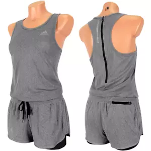 Adidas Damen Jumpsuit Sport Running Fitness Overall Training Anzug silber/grau - Bild 1 von 8