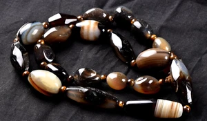 old sulemani  dzi/bhaisajyaguru/ shaman bead necklace with  reach patina #6921 - Picture 1 of 9